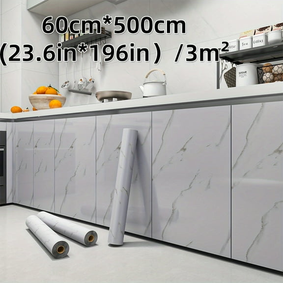 Waterproof PVC Marble Contact Paper Peel & Stick - White Gray Black Marble Vinyl Film for Countertops, Cabinets, Shelves, Sinks