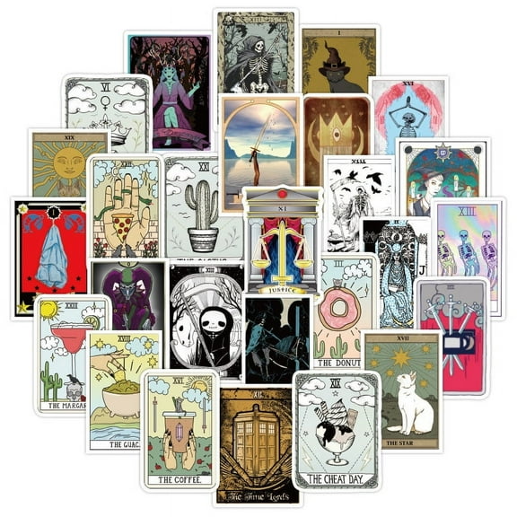 Waterproof PVC Plastic Sticker Labels Self-adhesion for Water Bottles Laptop Luggage Cup Computer Mobile Phone Skateboard Guitar Stickers Playing Card Pattern 6~9cm 50pcs/bag 1bag