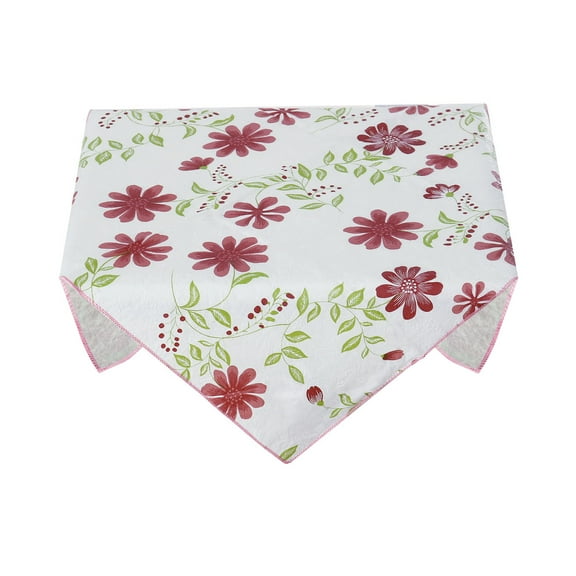 PiccoCasa Vinyl Waterproof Square Tablecloth 24" x 24" Red Flower