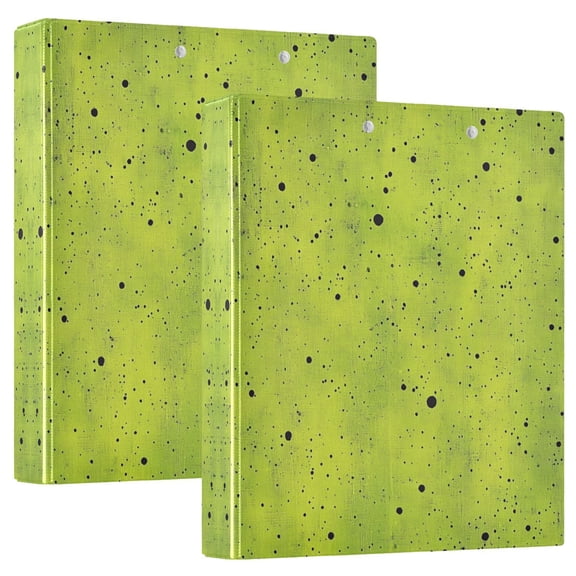 Iauyy PVC Round Ring Binders, 200 Page Capacity, 2 Pack,Green Background with Small Dots
