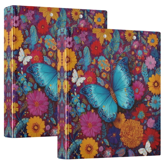 Iauyy PVC Round Ring Binders, 200 Page Capacity, 2 Pack,A Beautiful Butterfly