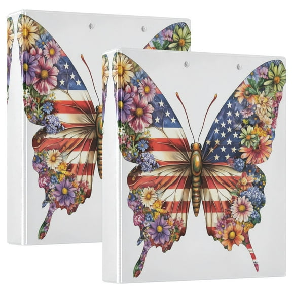 Iauyy PVC Round Ring Binders, 200 Page Capacity, 2 Pack,A Butterfly