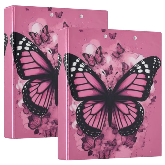 Waterproof PVC Round Ring Binder - D-Rings Clipboard, 200 Page Capacity (1 or 2-Pack), Ideal for Office , Home and School,A Butterfly