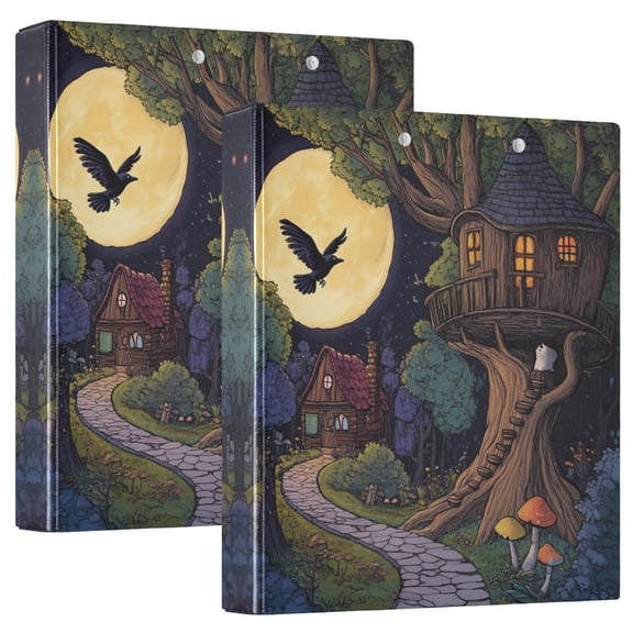 Waterproof PVC Round Ring Binder - D-Rings Clipboard, 200 Page Capacity (1 or 2-Pack), Ideal for Office , Home and School，A Forest