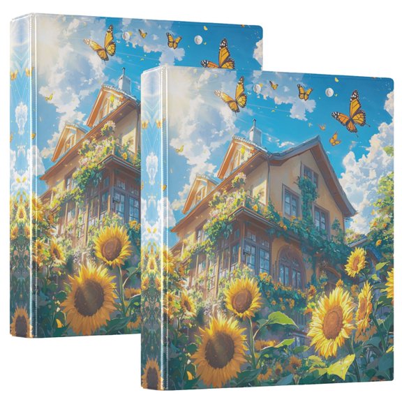 Waterproof PVC Round Ring Binder - D-Rings Clipboard, 200 Page Capacity (1 or 2-Pack), Ideal for Office , Home and School,A House