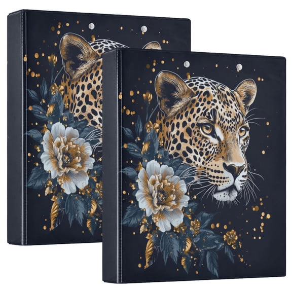 Waterproof PVC Round Ring Binder - D-Rings Clipboard, 200 Page Capacity (1 or 2-Pack), Ideal for Office , Home and School,A Leopard