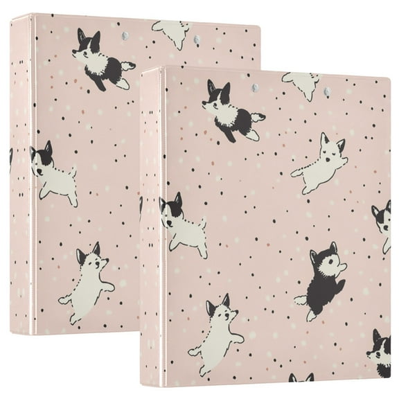 Waterproof PVC Round Ring Binder - D-Rings Clipboard, 200 Page Capacity (1 or 2-Pack), Ideal for Office , Home and School，A Pattern Of Small Dogs