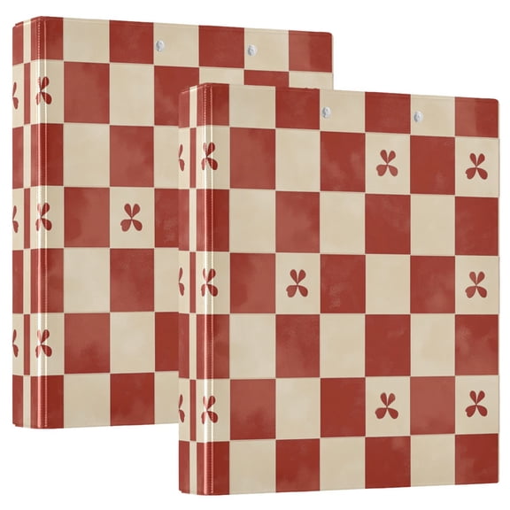 Iauyy PVC Round Ring Binders, 200 Page Capacity, 2 Pack，A Red Pattern