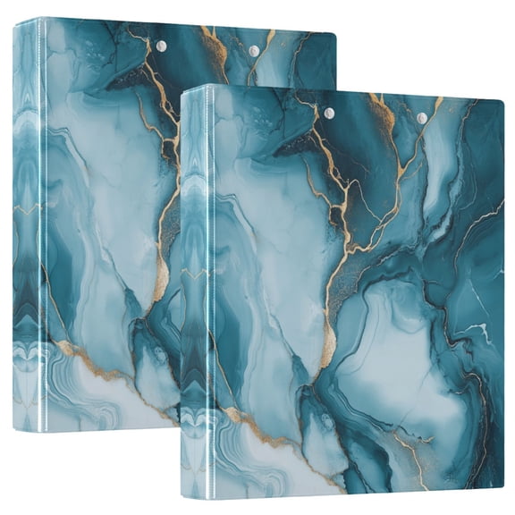 Waterproof PVC Round Ring Binder - D-Rings Clipboard, 200 Page Capacity (1 or 2-Pack), Ideal for Office , Home and School,Abstract Marble Pattern