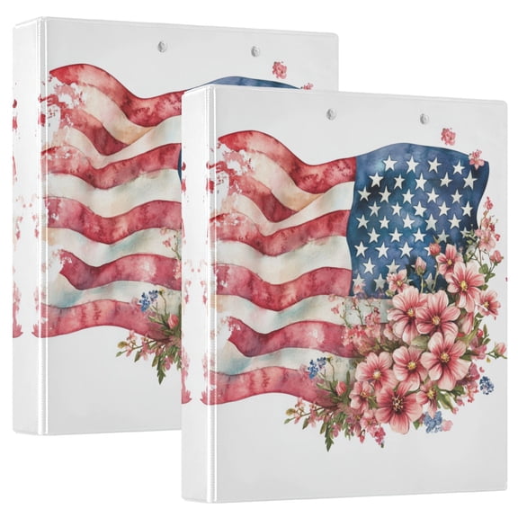 Waterproof PVC Round Ring Binder - D-Rings Clipboard, 200 Page Capacity (1 or 2-Pack), Ideal for Office , Home and School,American Flag