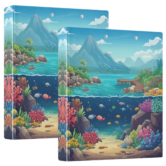 Waterproof PVC Round Ring Binder - D-Rings Clipboard, 200 Page Capacity (1 or 2-Pack), Ideal for Office , Home and School，An Island