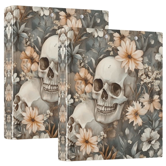 Waterproof PVC Round Ring Binder - D-Rings Clipboard, 200 Page Capacity (1 or 2-Pack), Ideal for Office , Home and School,Balcony Skulls