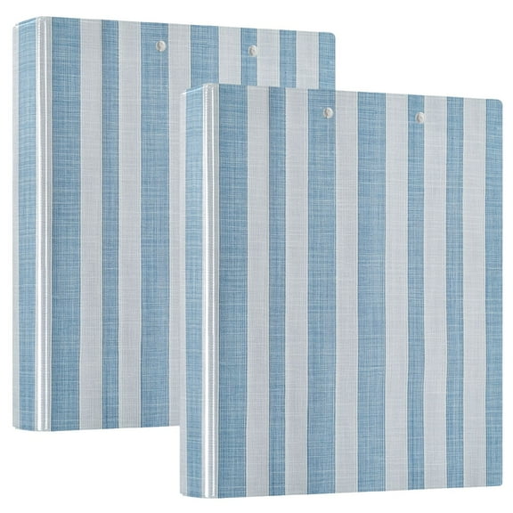 Waterproof PVC Round Ring Binder - D-Rings Clipboard, 200 Page Capacity (1 or 2-Pack), Ideal for Office , Home and School,Blue and White Stripes