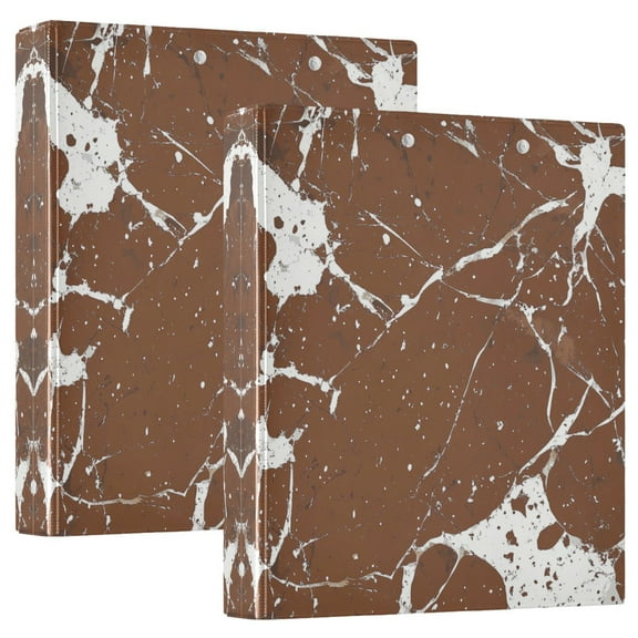 Waterproof PVC Round Ring Binder - D-Rings Clipboard, 200 Page Capacity (1 or 2-Pack), Ideal for Office , Home and School,Brown Marble