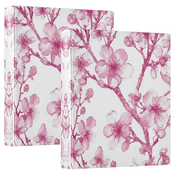 Waterproof PVC Round Ring Binder - D-Rings Clipboard, 200 Page Capacity (1 or 2-Pack), Ideal for Office , Home and School,Cherry Blossom