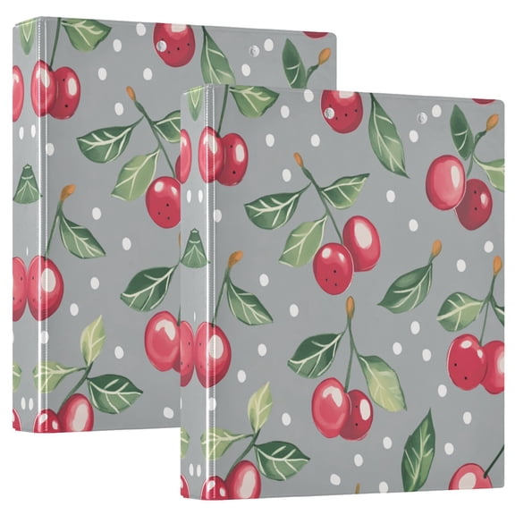 Iauyy PVC Round Ring Binders, 200 Page Capacity, 2 Pack，Cherry Pattern