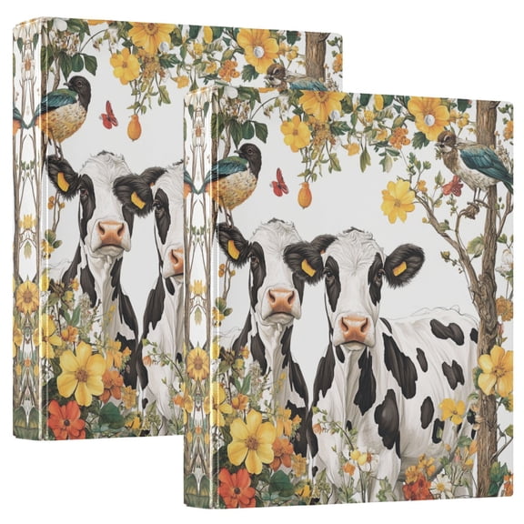 Waterproof PVC Round Ring Binder - D-Rings Clipboard, 200 Page Capacity (1 or 2-Pack), Ideal for Office , Home and School,Cows