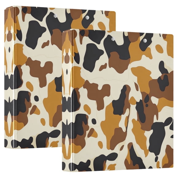 Waterproof PVC Round Ring Binder - D-Rings Clipboard, 200 Page Capacity (1 or 2-Pack), Ideal for Office , Home and School,Digital Illustration Of Cow