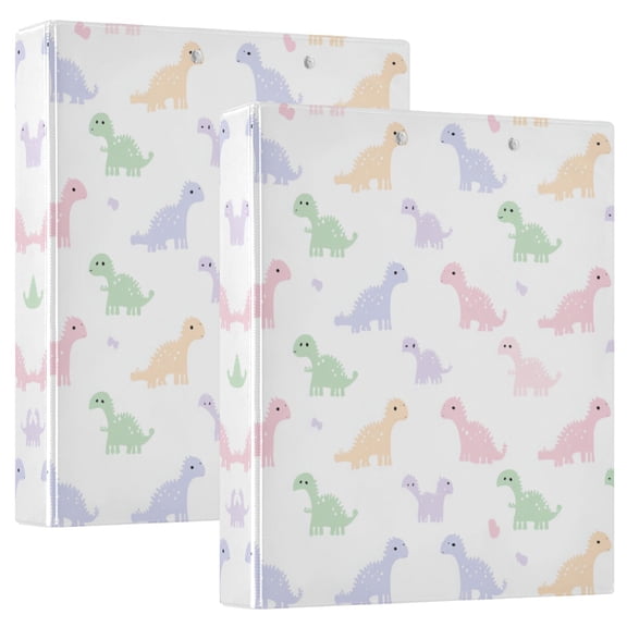 Waterproof PVC Round Ring Binder - D-Rings Clipboard, 200 Page Capacity (1 or 2-Pack), Ideal for Office , Home and School，Dinosaurs