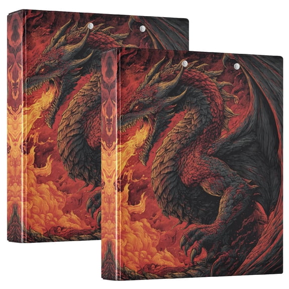 Waterproof PVC Round Ring Binder - D-Rings Clipboard, 200 Page Capacity (1 or 2-Pack), Ideal for Office , Home and School，Dragon