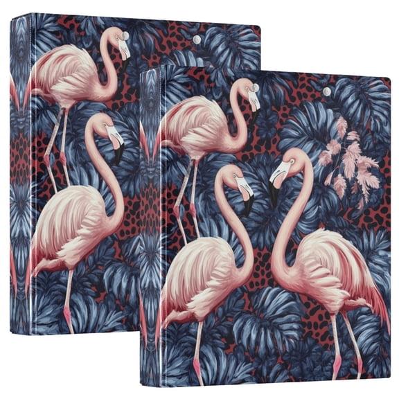 Iauyy PVC Round Ring Binders, 200 Page Capacity, 2 Pack，Flamingo