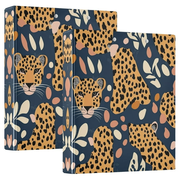 Waterproof PVC Round Ring Binder - D-Rings Clipboard, 200 Page Capacity (1 or 2-Pack), Ideal for Office , Home and School，Leopard Image