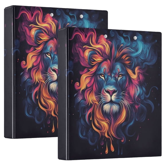 Waterproof PVC Round Ring Binder - D-Rings Clipboard, 200 Page Capacity (1 or 2-Pack), Ideal for Office , Home and School，Lion