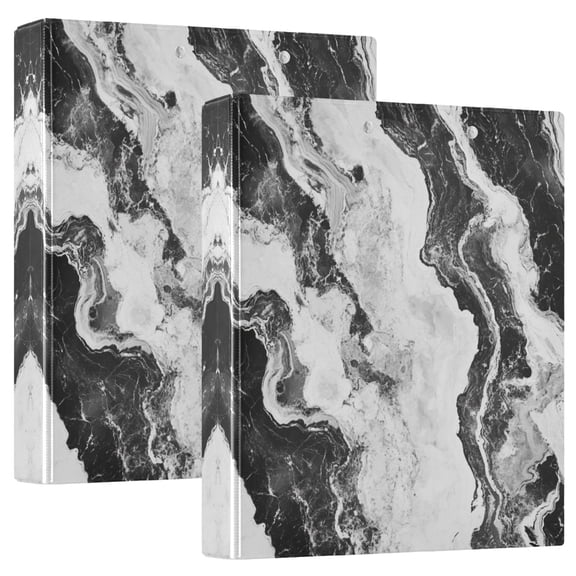 Waterproof PVC Round Ring Binder - D-Rings Clipboard, 200 Page Capacity (1 or 2-Pack), Ideal for Office , Home and School,Marble Texture