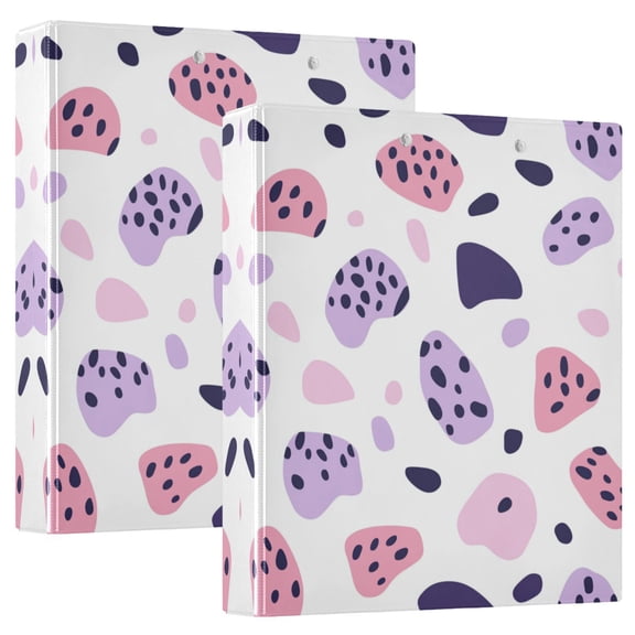 Iauyy PVC Round Ring Binders, 200 Page Capacity, 2 Pack，Pink Leopard Print Pattern