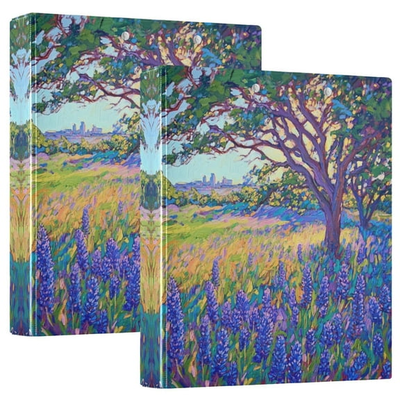 Iauyy PVC Round Ring Binders, 200 Page Capacity, 2 Pack，Purple Flowers