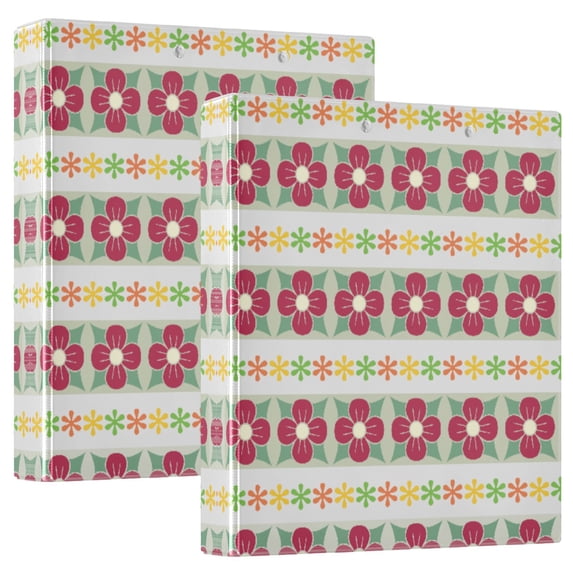 Waterproof PVC Round Ring Binder - D-Rings Clipboard, 200 Page Capacity (1 or 2-Pack), Ideal for Office , Home and School,Red Flowers