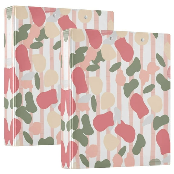 Iauyy PVC Round Ring Binders, 200 Page Capacity, 2 Pack,Seamless Pattern