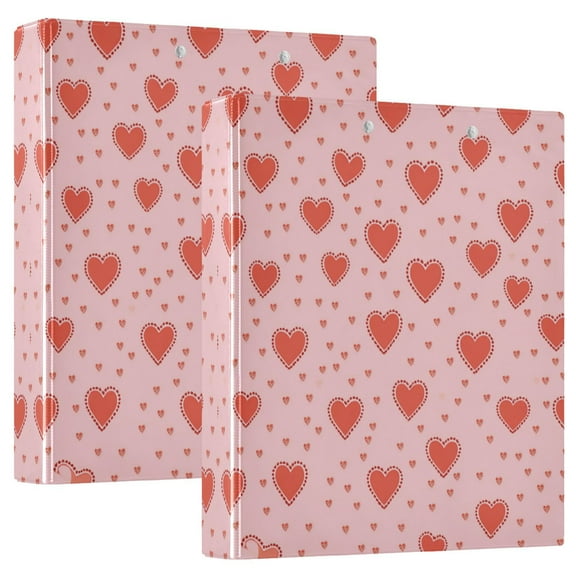 Iauyy PVC Round Ring Binders, 200 Page Capacity, 2 Pack,Small Red Heart