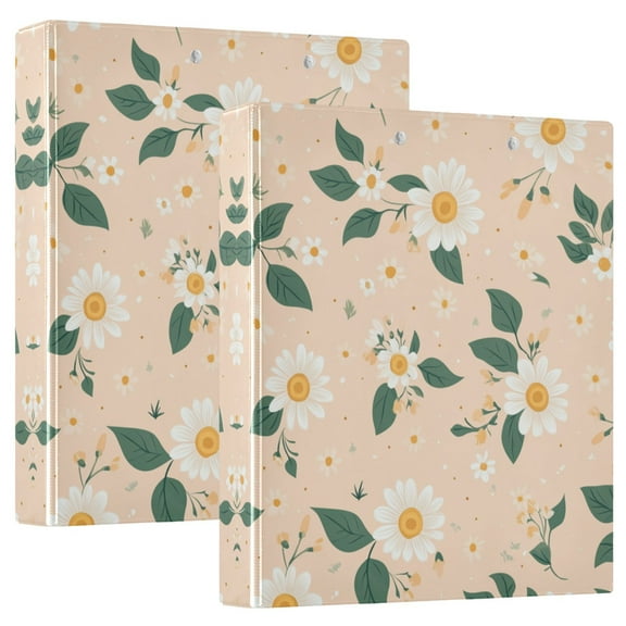 Iauyy PVC Round Ring Binders, 200 Page Capacity, 2 Pack,Small Yellow Flowers