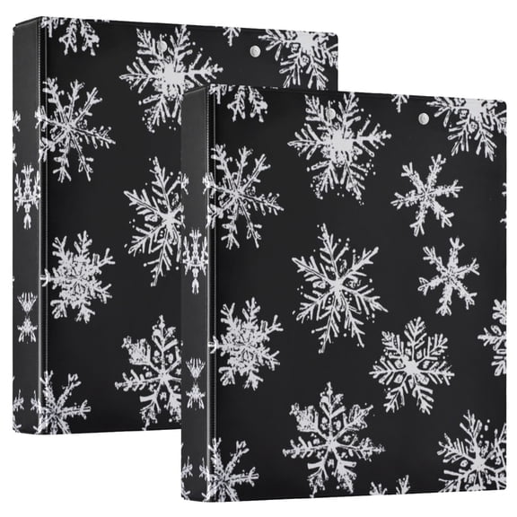 Waterproof PVC Round Ring Binder - D-Rings Clipboard, 200 Page Capacity (1 or 2-Pack), Ideal for Office , Home and School,Snowflake