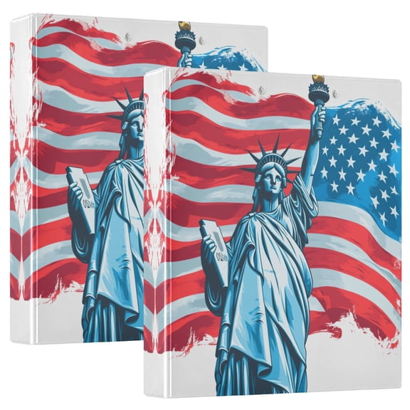 Waterproof PVC Round Ring Binder - D-Rings Clipboard, 200 Page Capacity (1 or 2-Pack), Ideal for Office , Home and School，Statue Of Liberty
