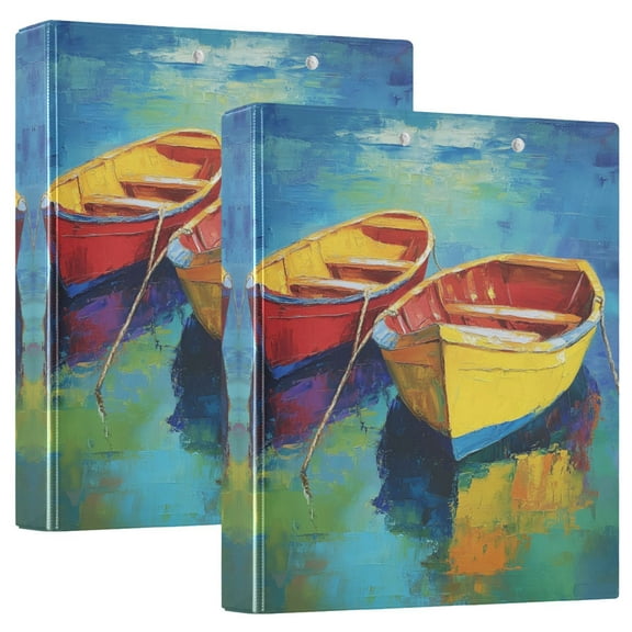 Iauyy PVC Round Ring Binders, 200 Page Capacity, 2 Pack,Three Small Wooden Boats