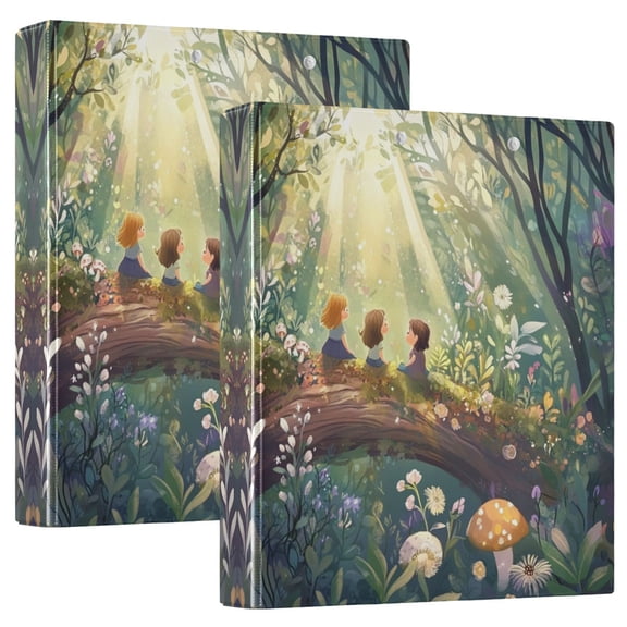 Waterproof PVC Round Ring Binder - D-Rings Clipboard, 200 Page Capacity (1 or 2-Pack), Ideal for Office , Home and School，Whimsical Childrens