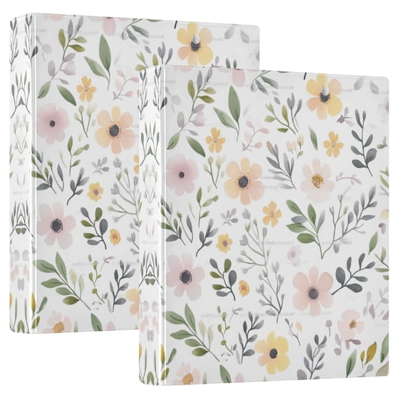 Waterproof PVC Round Ring Binder - D-Rings Clipboard, 200 Page Capacity (1 or 2-Pack), Ideal for Office , Home and School,Wildflowers and Foliage