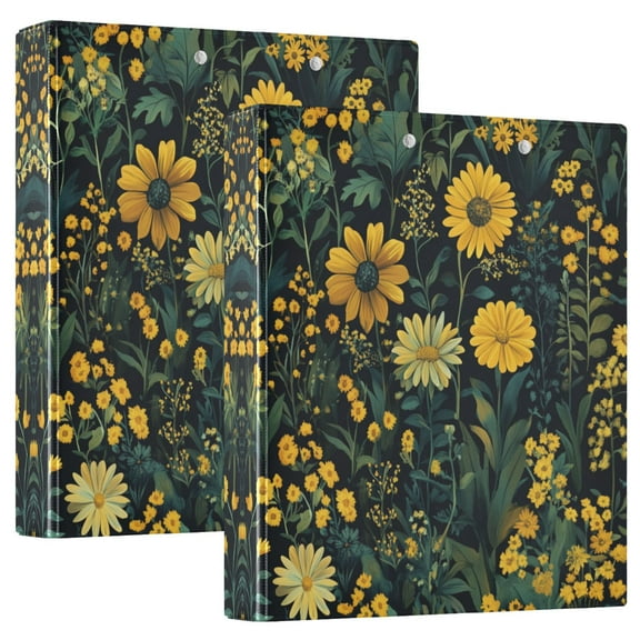 Iauyy PVC Round Ring Binders, 200 Page Capacity, 2 Pack，Wildflowers