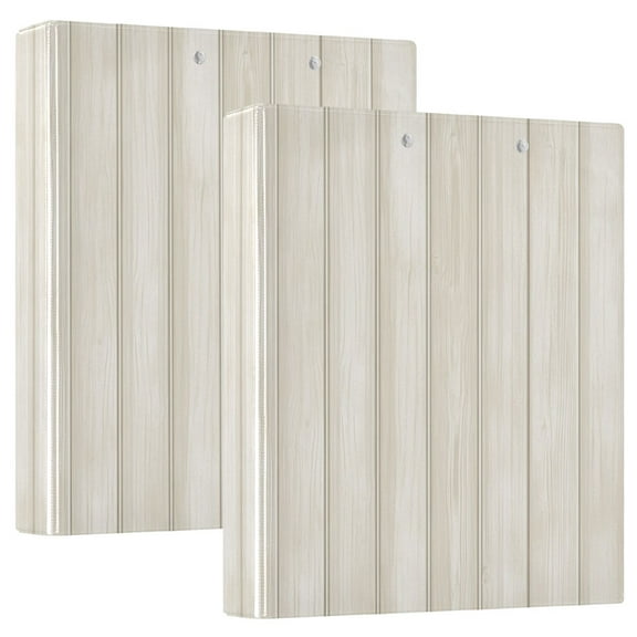 Waterproof PVC Round Ring Binder - D-Rings Clipboard, 200 Page Capacity (1 or 2-Pack), Ideal for Office , Home and School，Wood Grain Texture