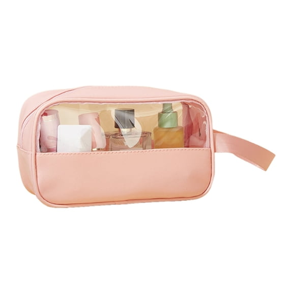 Waterproof PVC Semi Transparent Travel Bag,Portable Handheld Toiletry Organizer,Clear Zippered Cosmetic Storage Pouch,Lightweight Travel Essentials Carry Bag,Moisture Proof Makeup Case For Trip