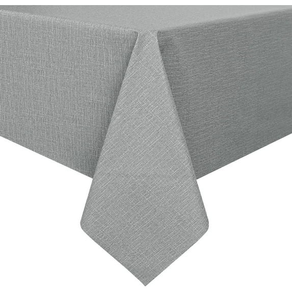 Waterproof PVC Tablecloth Rectangle, Outdoor Oil Spill Proof Stain Resistant Vinyl Table Cloth, Wipe Clean Plastic Table Covers for Kitchen/Dining/Parties, Light Grey