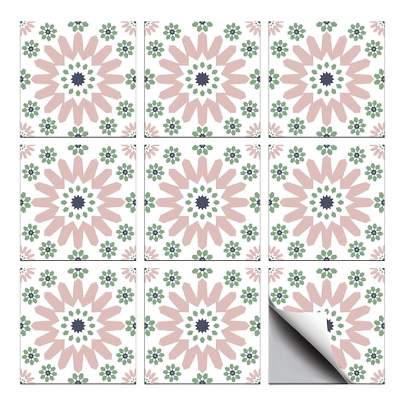 Waterproof PVC Tile Stickers for Kitchen Bathroom Waterprrof Wall Tiles Flower 100x100mm 36pcs/set for DIY PVC