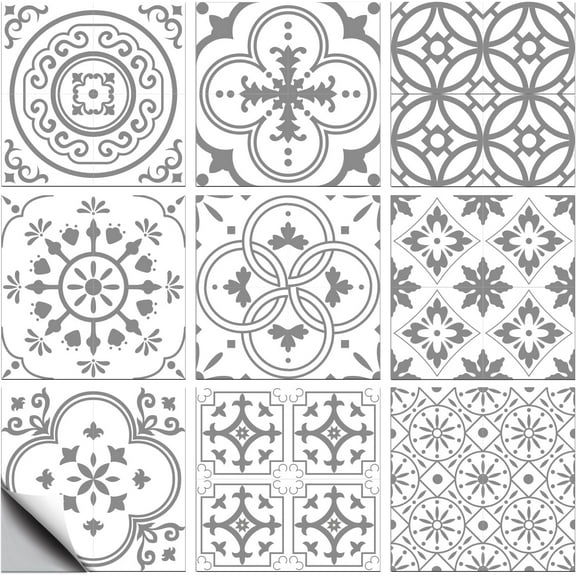 Waterproof PVC Tile Stickers for Kitchen Bathroom Waterprrof Wall Tiles White 100x100mm 36pcs/set