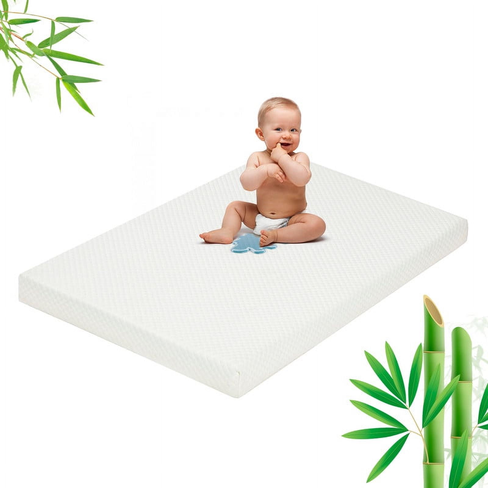 Waterproof Baby Mattress Bed, Bamboo Topper with Memory Foam, Playard Mattress, Removable Cover