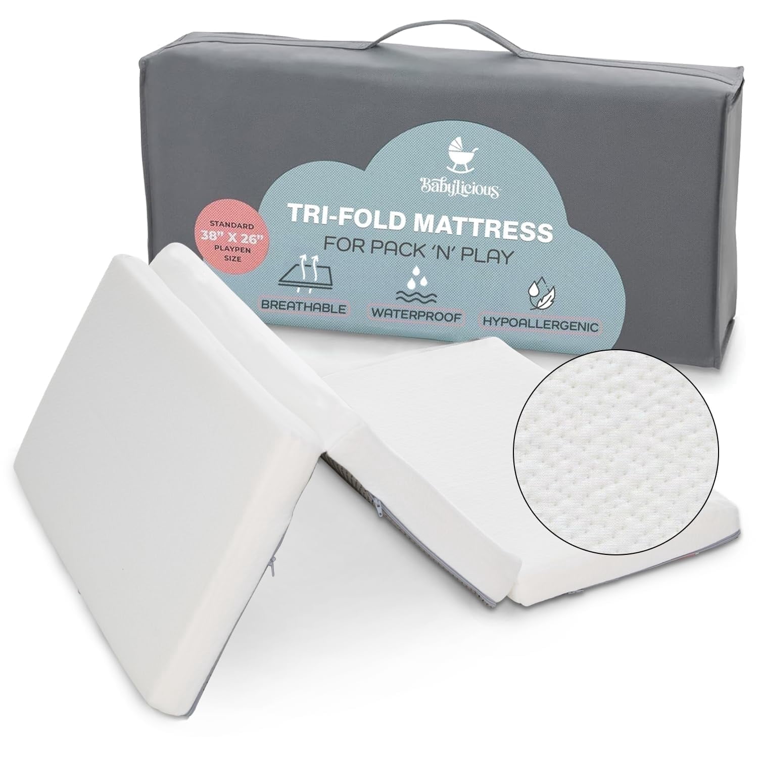 Pack And Play Mattress Pad PanKers Trifold Pack And Play Mattress 38x26 - Dual-Sided Memory Foam With Washable Cover Playpen Mattress