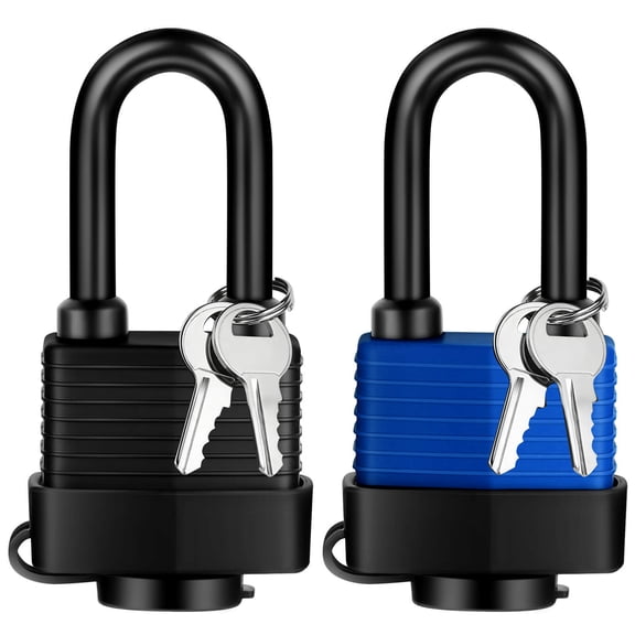 Waterproof Padlocks Keyed Alike for Outdoor Use,Weatherproof Pad Lock with Same Key (1 Blue/1 Black)