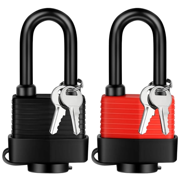 Waterproof Padlocks Keyed Alike for Outdoor Use,Weatherproof Pad Lock with Same Key (1 Red/1 Black)
