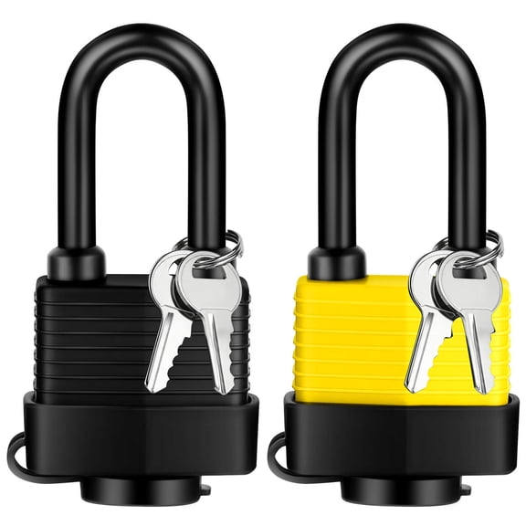 Waterproof Padlocks Keyed Alike for Outdoor Use,Weatherproof Pad Lock with Same Key 1 Yellow/1 Black
